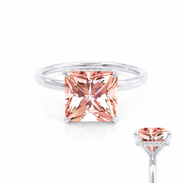 PARIS - Chatham® Princess Champagne Sapphire & Diamond 950 Platinum Petite Hidden Halo