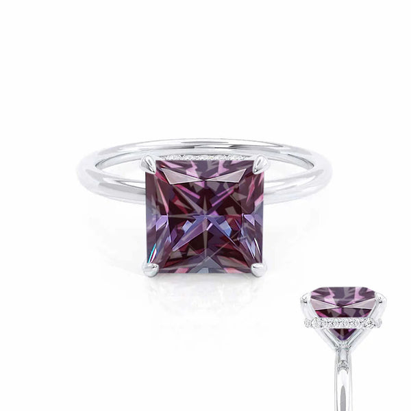 PARIS - Chatham® Princess Alexandrite & Diamond 18k White Gold Petite Hidden Halo