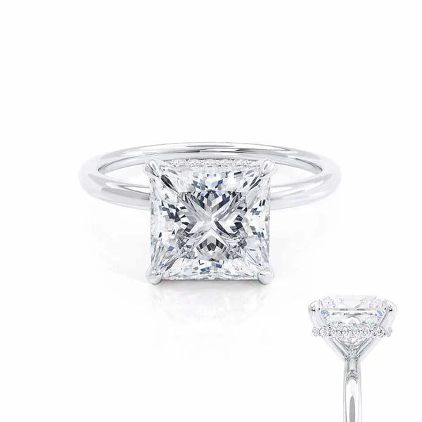 PARIS - Princess Lab Diamond 18k White Gold Petite Hidden Halo