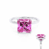 PARIS - Chatham® Princess Pink Sapphire & Diamond 18k White Gold Petite Hidden Halo