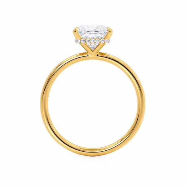 LIVELY - Princess Lab Diamond 18k Yellow Gold Petite Hidden Halo