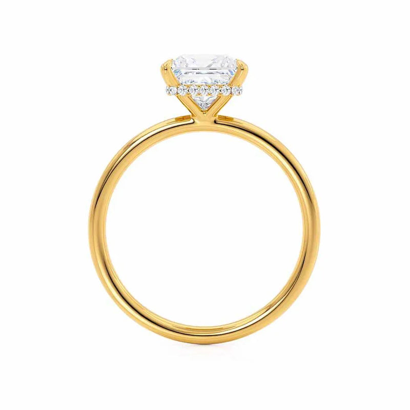 LIVELY - Princess Lab Diamond 18k Yellow Gold Petite Hidden Halo