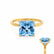 PARIS - Princess Aqua Spinel & Diamond 18k Yellow Gold Petite Hidden Halo