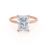 PARIS - Radiant Natural Diamond 18k Rose Gold Hidden Halo Solitaire Engagement Ring Lily Arkwright