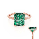 PARIS - Chatham® Radiant Emerald & Diamond 18k Rose Gold Petite Hidden Halo