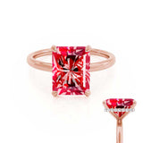 PARIS - Chatham® Radiant Ruby & Diamond 18k Rose Gold Petite Hidden Halo