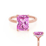 PARIS - Chatham® Radiant Pink Sapphire & Diamond 18k Rose Gold Petite Hidden Halo