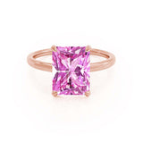 PARIS - Chatham® Radiant Pink Sapphire & Diamond 18k Rose Gold Petite Hidden Halo