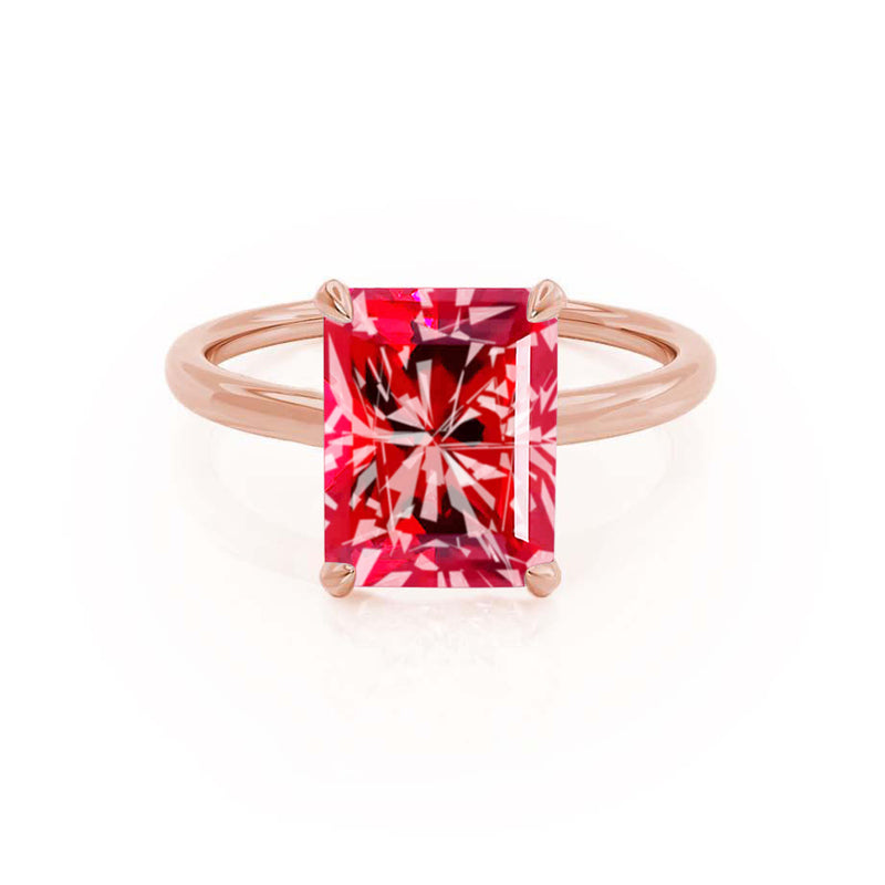 PARIS - Chatham® Radiant Ruby & Diamond 18k Rose Gold Petite Hidden Halo