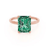 PARIS - Chatham® Radiant Emerald & Diamond 18k Rose Gold Petite Hidden Halo
