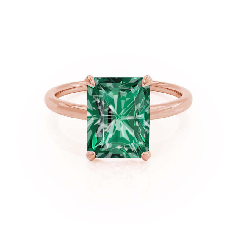 PARIS - Chatham® Radiant Emerald & Diamond 18k Rose Gold Petite Hidden Halo