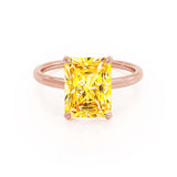 PARIS - Chatham® Radiant Yellow Sapphire & Diamond 18k Rose Gold Petite Hidden Halo