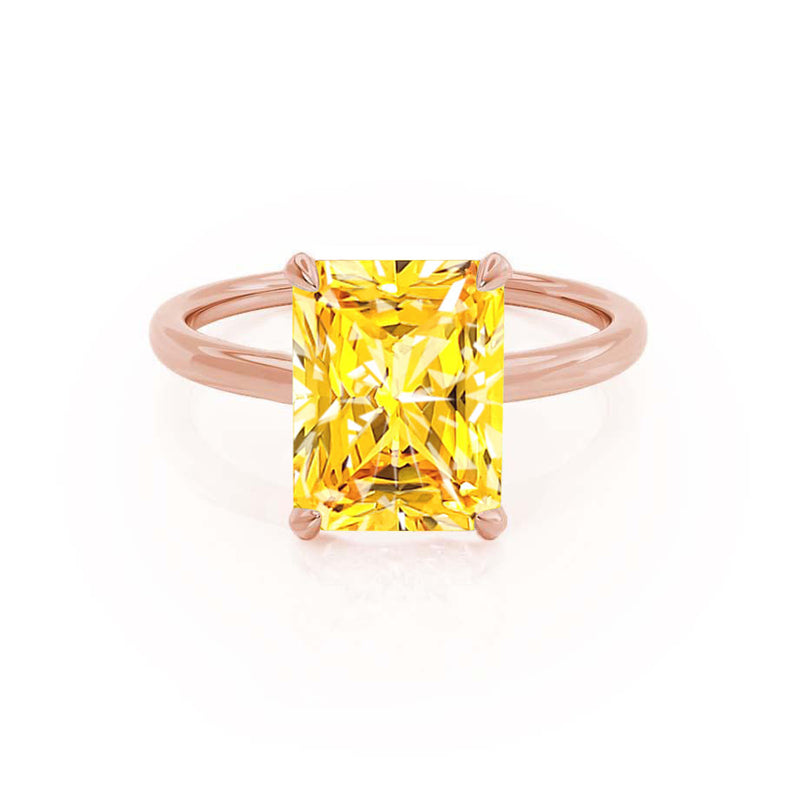PARIS - Chatham® Radiant Yellow Sapphire & Diamond 18k Rose Gold Petite Hidden Halo