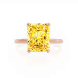PARIS - Chatham® Radiant Yellow Sapphire & Diamond 18k Rose Gold Petite Hidden Halo