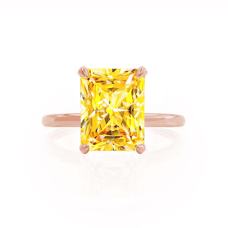PARIS - Chatham® Radiant Yellow Sapphire & Diamond 18k Rose Gold Petite Hidden Halo