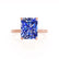 PARIS - Radiant Blue Sapphire & Diamond 18k Rose Gold Petite Hidden Halo