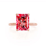 PARIS - Chatham® Radiant Ruby & Diamond 18k Rose Gold Petite Hidden Halo