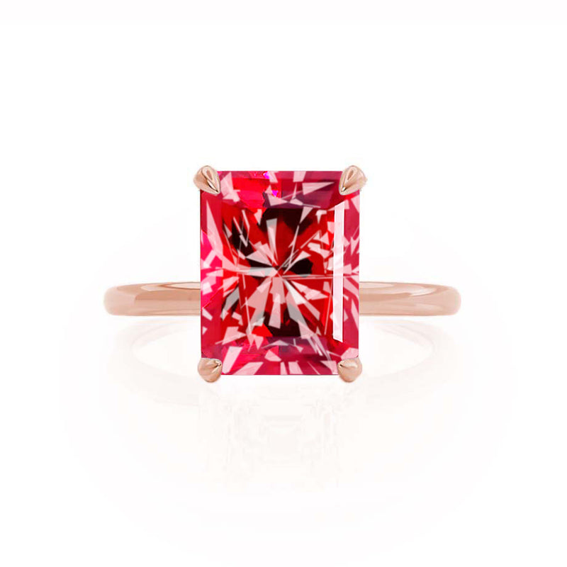 PARIS - Chatham® Radiant Ruby & Diamond 18k Rose Gold Petite Hidden Halo