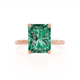 PARIS - Chatham® Radiant Emerald & Diamond 18k Rose Gold Petite Hidden Halo