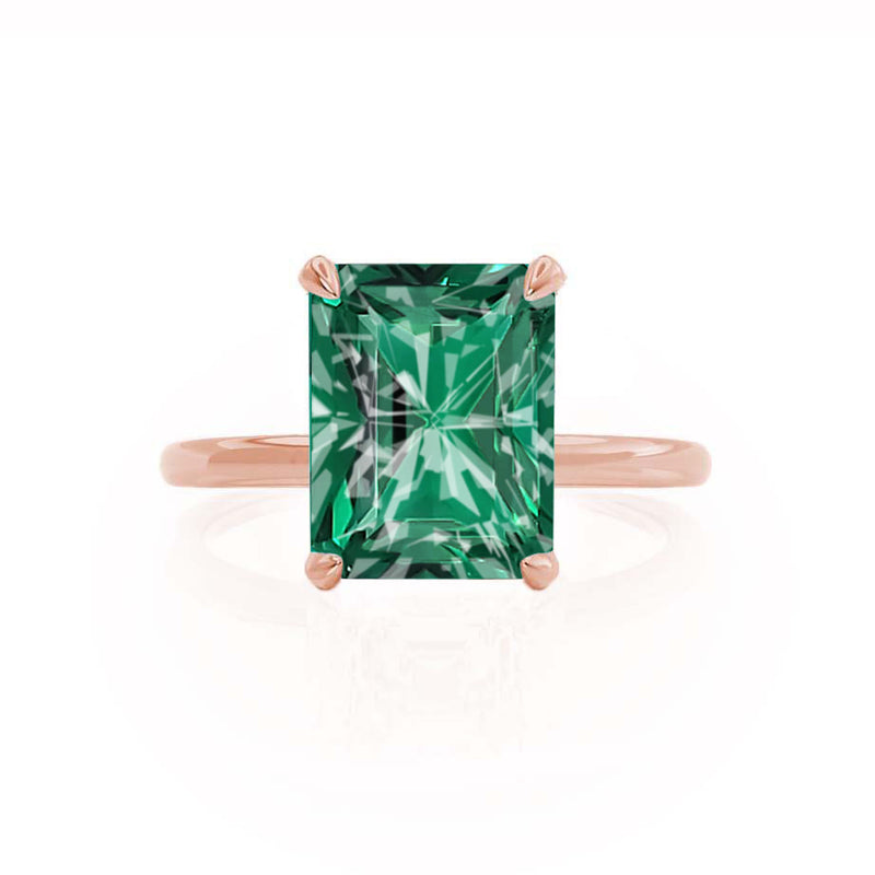 PARIS - Chatham® Radiant Emerald & Diamond 18k Rose Gold Petite Hidden Halo