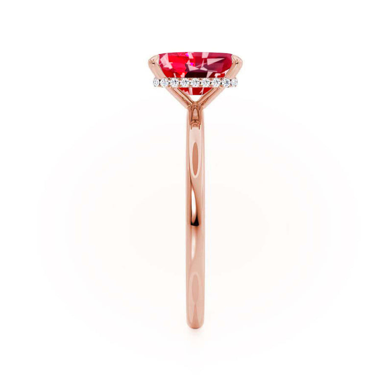 PARIS - Chatham® Radiant Ruby & Diamond 18k Rose Gold Petite Hidden Halo