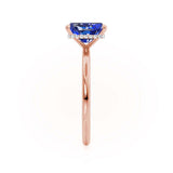 PARIS - Chatham® Radiant Blue Sapphire & Diamond 18k Rose Gold Petite Hidden Halo
