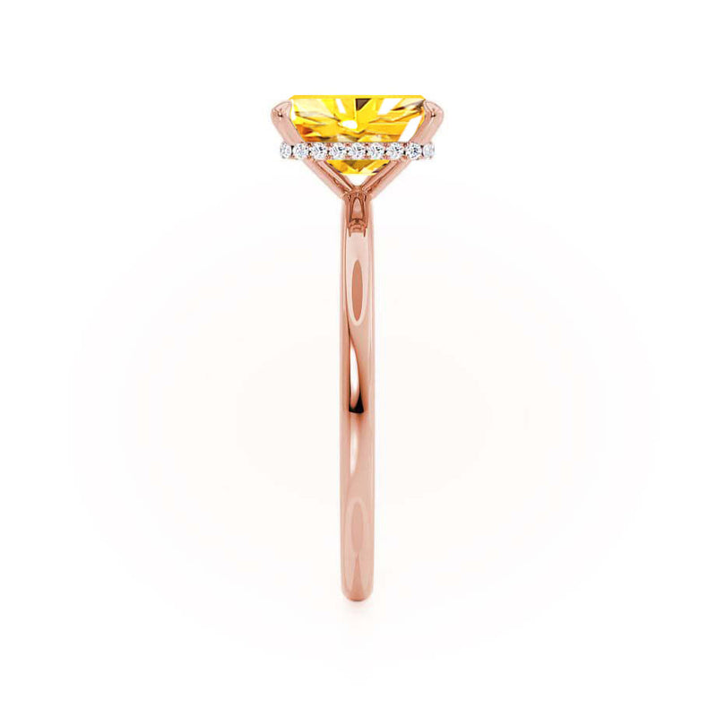 PARIS - Chatham® Radiant Yellow Sapphire & Diamond 18k Rose Gold Petite Hidden Halo