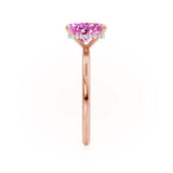 PARIS - Chatham® Radiant Pink Sapphire & Diamond 18k Rose Gold Petite Hidden Halo