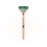 PARIS - Chatham® Radiant Emerald & Diamond 18k Rose Gold Petite Hidden Halo