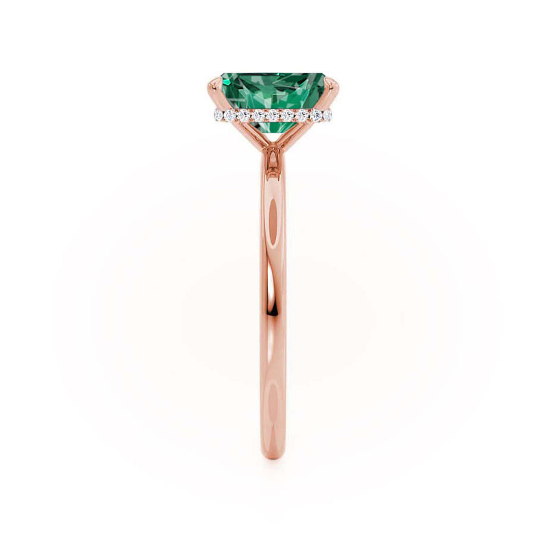 PARIS - Chatham® Radiant Emerald & Diamond 18k Rose Gold Petite Hidden Halo