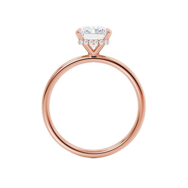 PARIS - Radiant Natural Diamond 18k Rose Gold Hidden Halo Solitaire Engagement Ring Lily Arkwright