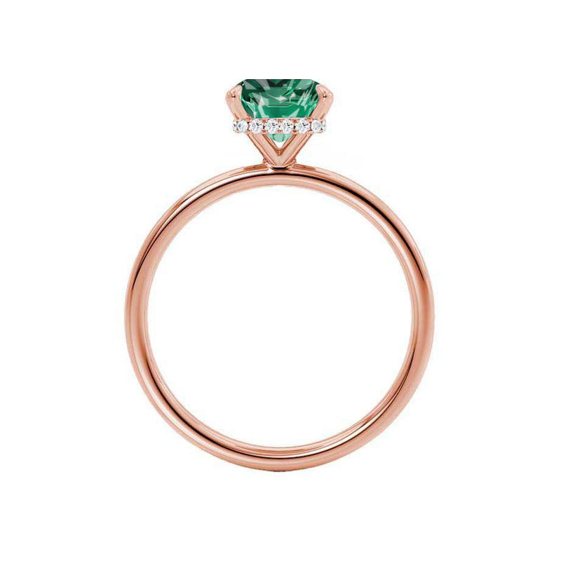 PARIS - Chatham® Radiant Emerald & Diamond 18k Rose Gold Petite Hidden Halo
