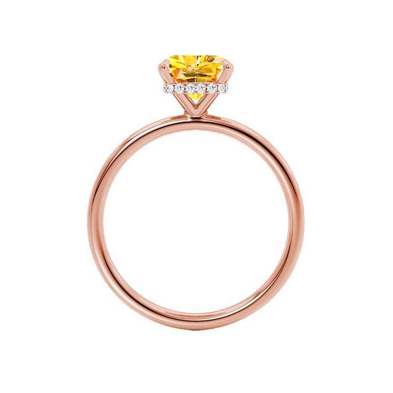 PARIS - Chatham® Radiant Yellow Sapphire & Diamond 18k Rose Gold Petite Hidden Halo