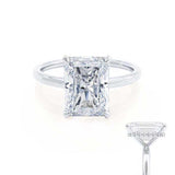 PARIS - Radiant Natural Diamond Platinum Hidden Halo Solitaire Engagement Ring Lily Arkwright