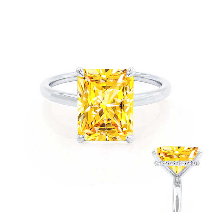 PARIS - Chatham® Radiant Yellow Sapphire & Diamond 18k White Gold Petite Hidden Halo