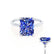 PARIS - Radiant Blue Sapphire & Diamond 18k White Gold Petite Hidden Halo