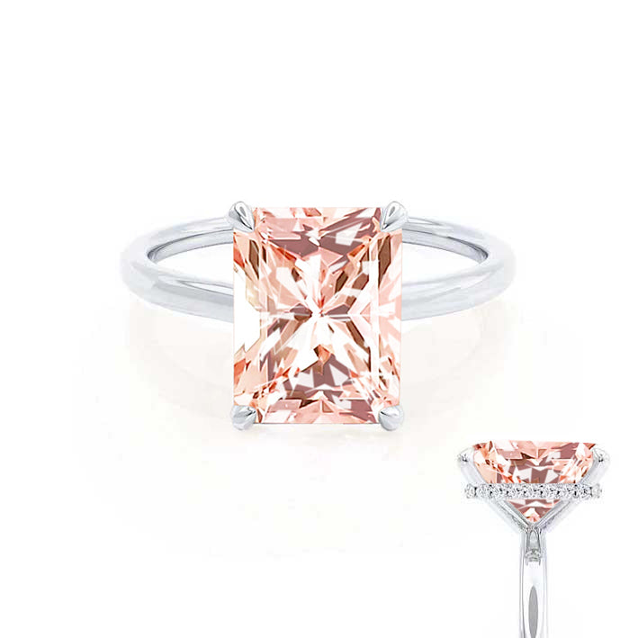 PARIS - Chatham® Radiant Champagne Sapphire & Diamond 18k White Gold Petite Hidden Halo