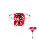 PARIS - Chatham® Radiant Ruby & Diamond 950 Platinum Petite Hidden Halo