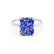 PARIS - Radiant Blue Sapphire & Diamond 18k White Gold Petite Hidden Halo