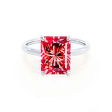 PARIS - Chatham® Radiant Ruby & Diamond 950 Platinum Petite Hidden Halo