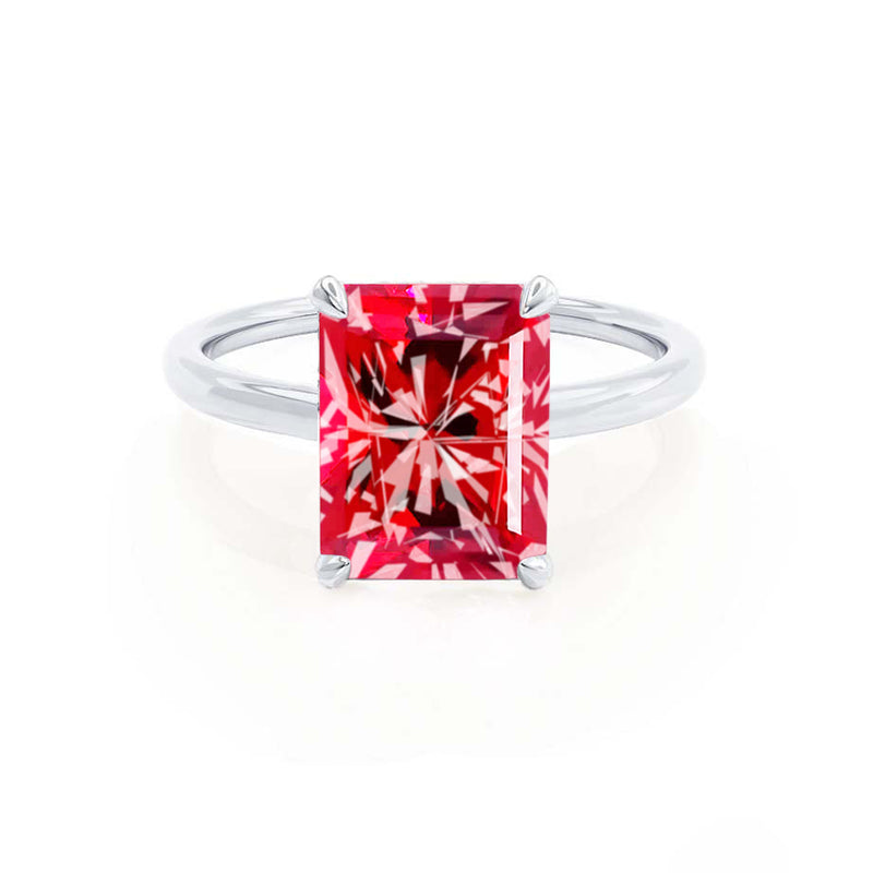 PARIS - Chatham® Radiant Ruby & Diamond 950 Platinum Petite Hidden Halo