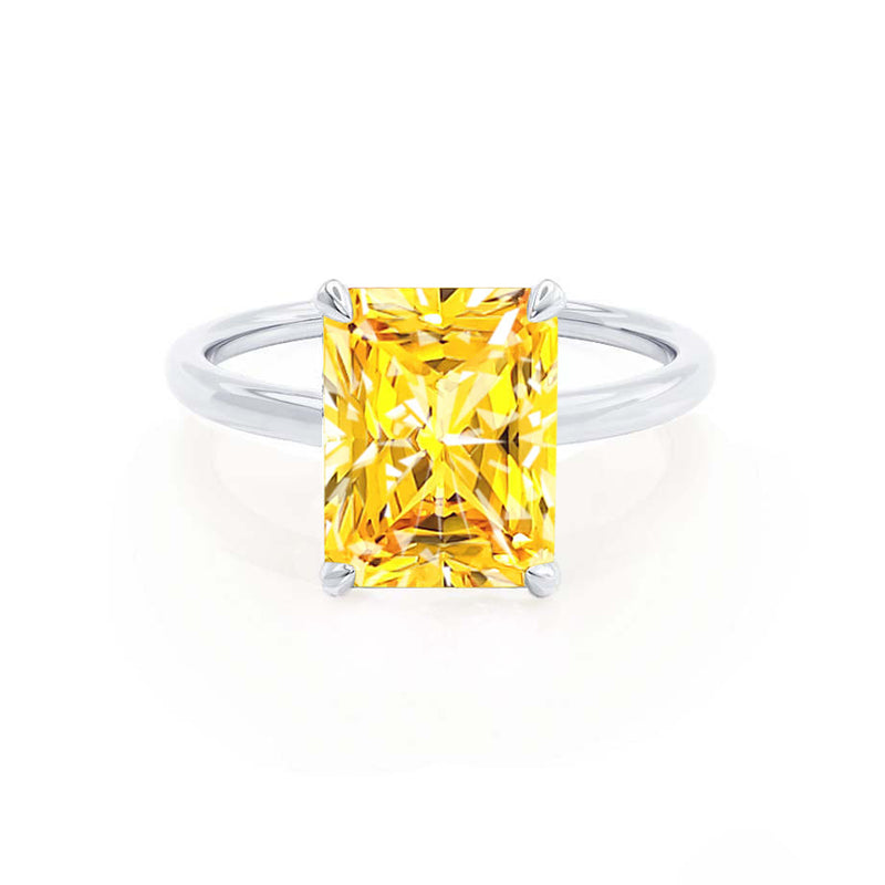 PARIS - Chatham® Radiant Yellow Sapphire & Diamond 18k White Gold Petite Hidden Halo