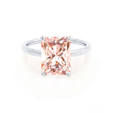 PARIS - Chatham® Radiant Champagne Sapphire & Diamond 18k White Gold Petite Hidden Halo