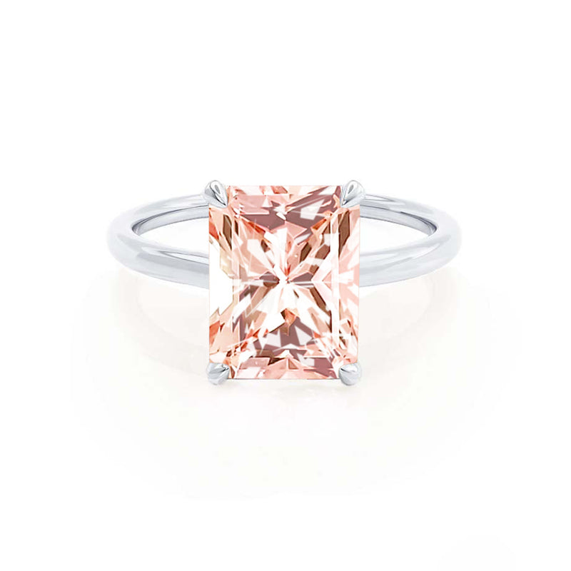 PARIS - Chatham® Radiant Champagne Sapphire & Diamond 18k White Gold Petite Hidden Halo