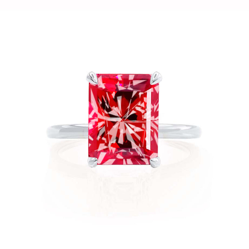 PARIS - Chatham® Radiant Ruby & Diamond 950 Platinum Petite Hidden Halo