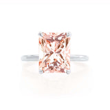 PARIS - Chatham® Radiant Champagne Sapphire & Diamond 18k White Gold Petite Hidden Halo