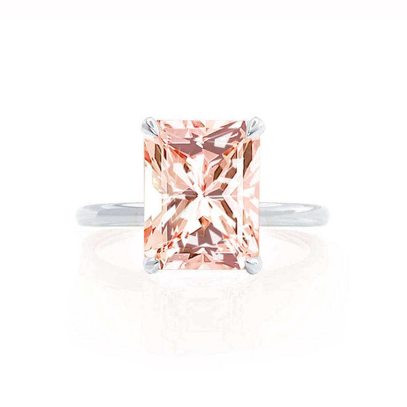 PARIS - Chatham® Radiant Champagne Sapphire & Diamond 18k White Gold Petite Hidden Halo