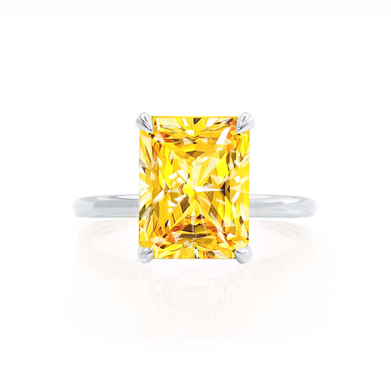 PARIS - Chatham® Radiant Yellow Sapphire & Diamond 18k White Gold Petite Hidden Halo