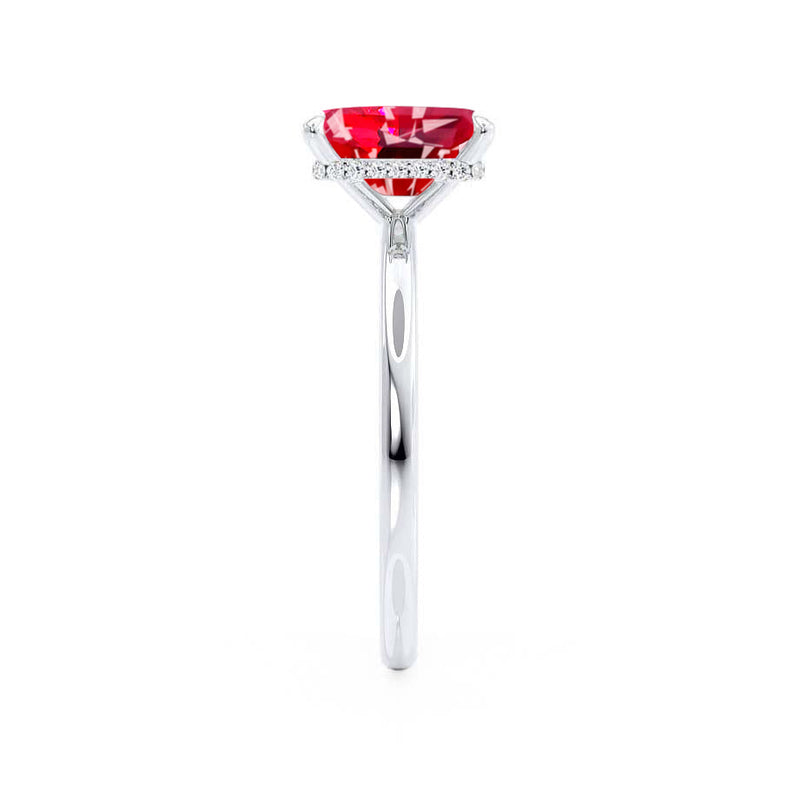 PARIS - Chatham® Radiant Ruby & Diamond 950 Platinum Petite Hidden Halo