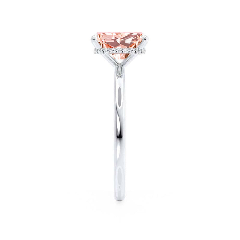 PARIS - Chatham® Radiant Champagne Sapphire & Diamond 18k White Gold Petite Hidden Halo